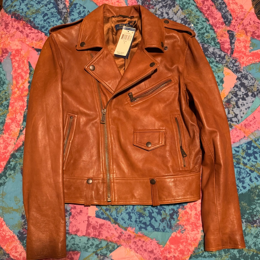 Ralph Lauren Brown Leather Jacket - Polo Ralph Lauren